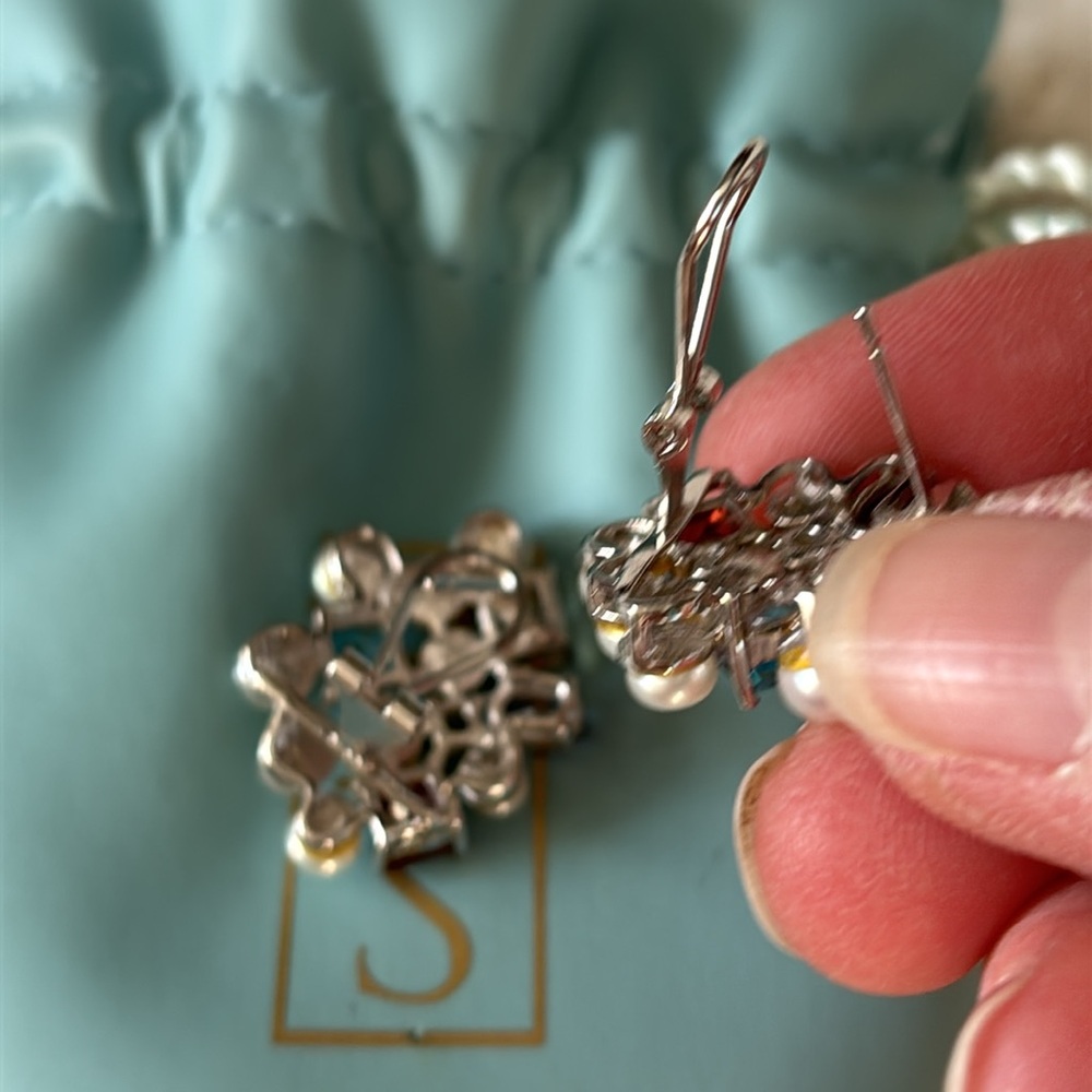 NWOT Ross-Simons Multicolor Gemstone and Pearl Earrings - Picture 2 of 4